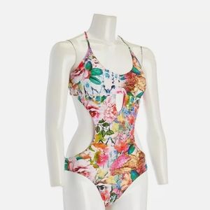 Monokini 1-Piece Swimsuit Coral Tropics  size L